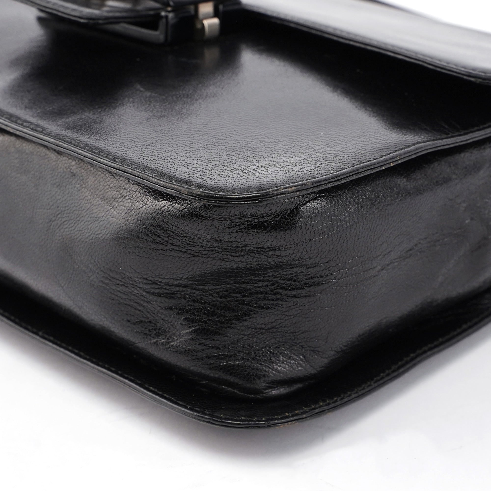 B7020 Black Madras Calfskin Shoulder Bag