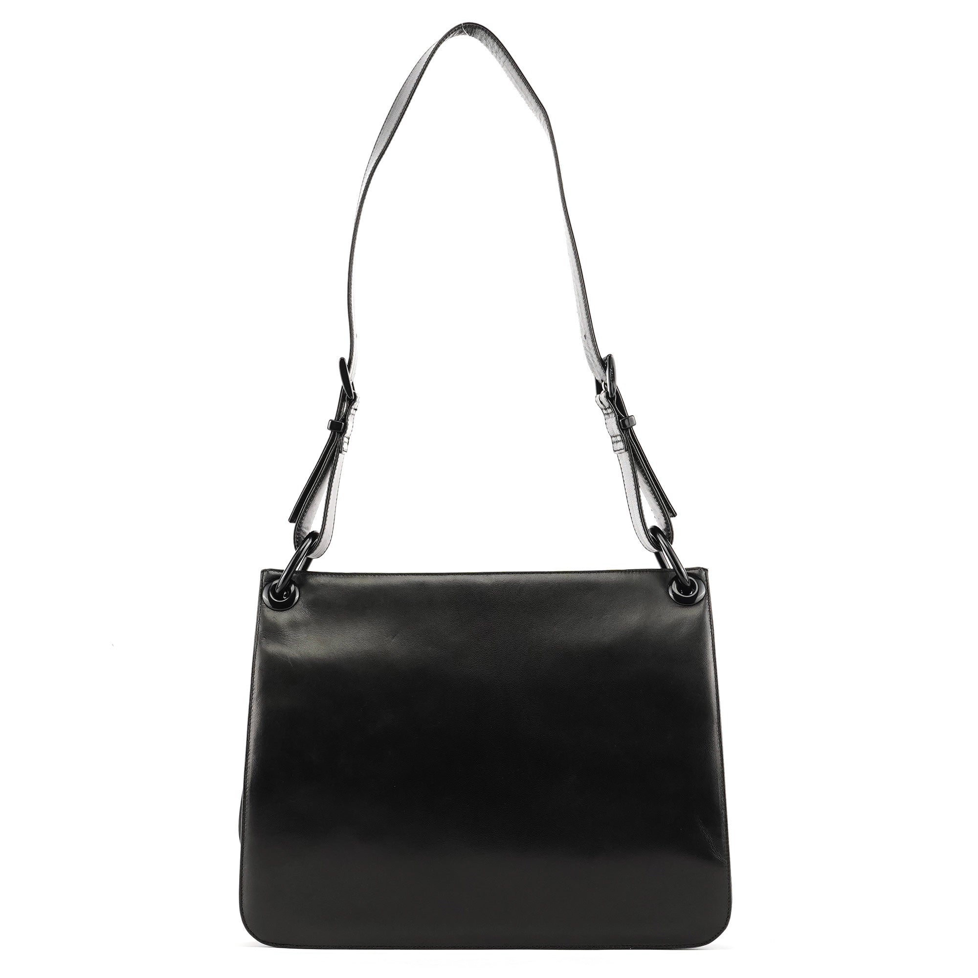 B7177 Black Nappa Tessuto Shoulder Bag