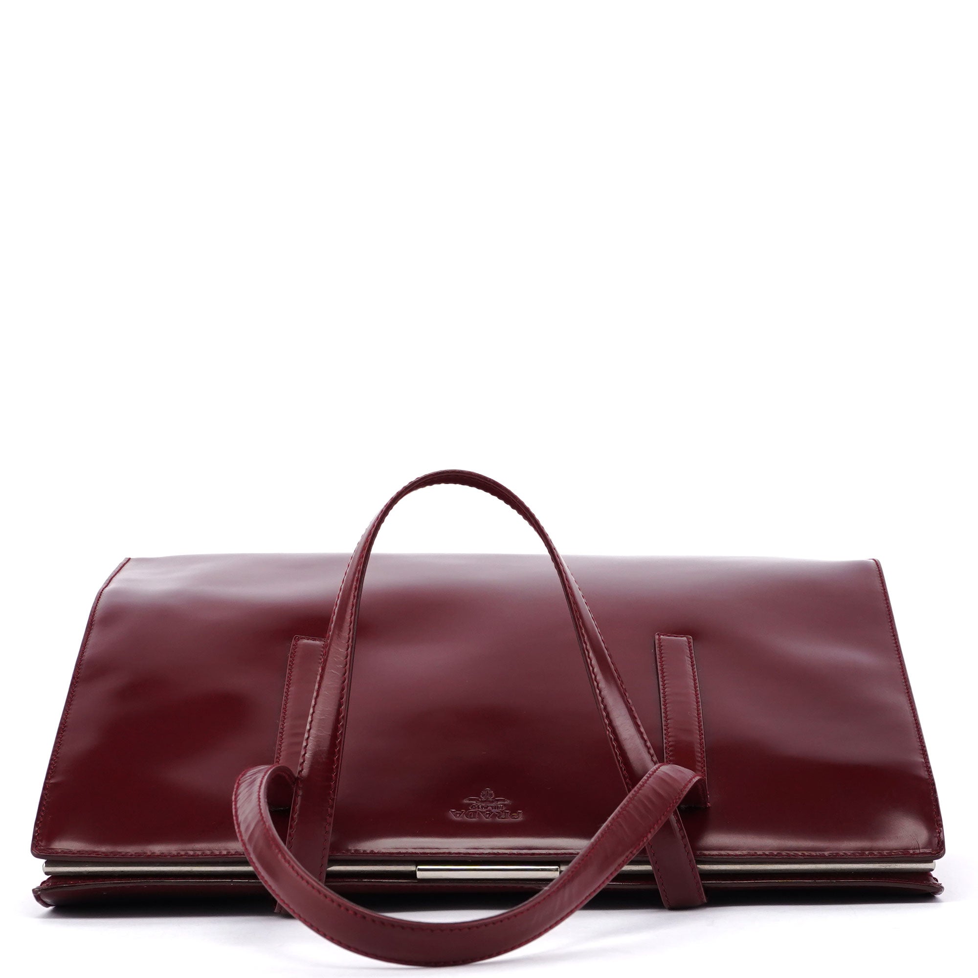 B7389 Burgundy Spazzolato Clutch Tote Bag