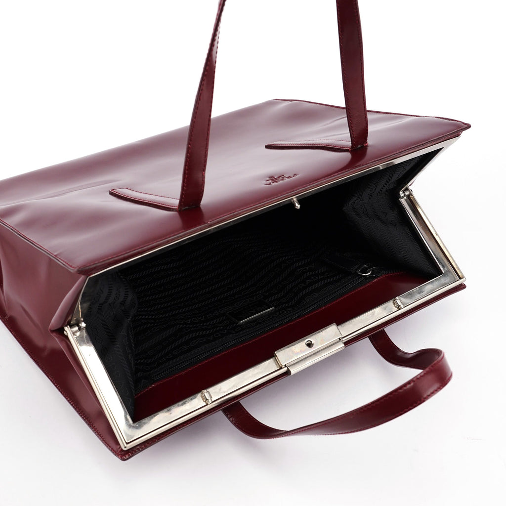 B7389 Burgundy Spazzolato Clutch Tote Bag