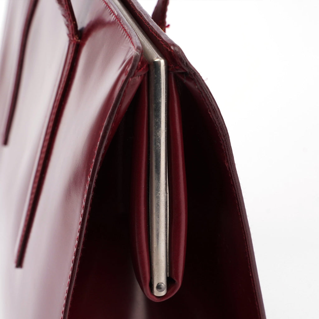 B7389 Burgundy Spazzolato Clutch Tote Bag