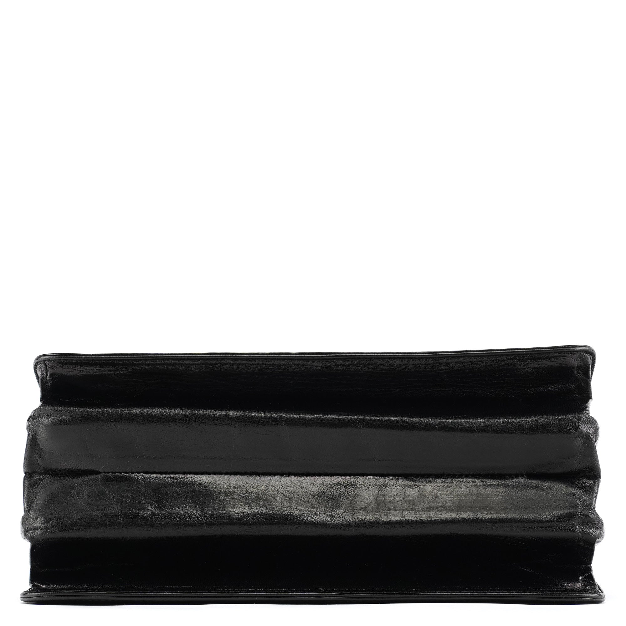 B7417 Black Leather Flap Shoulder Bag