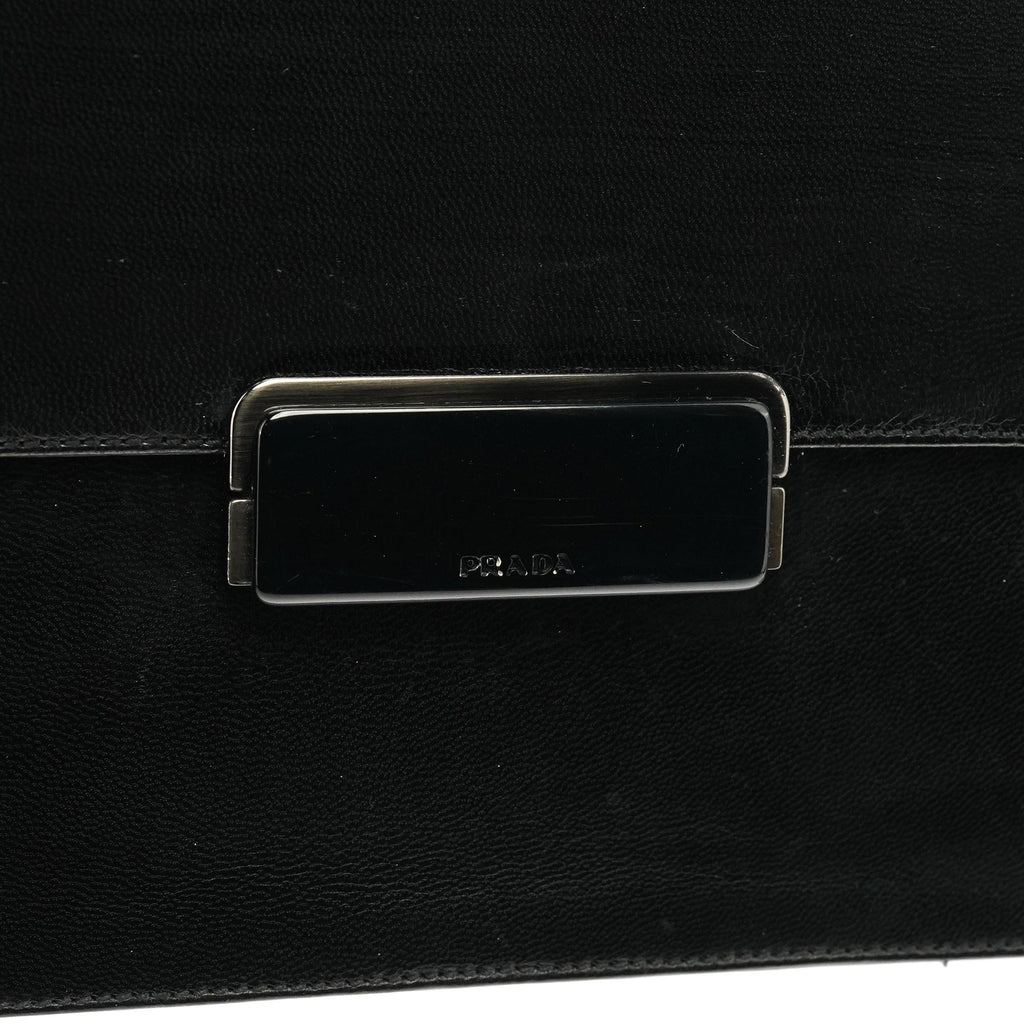 B7417 Black Leather Flap Shoulder Bag