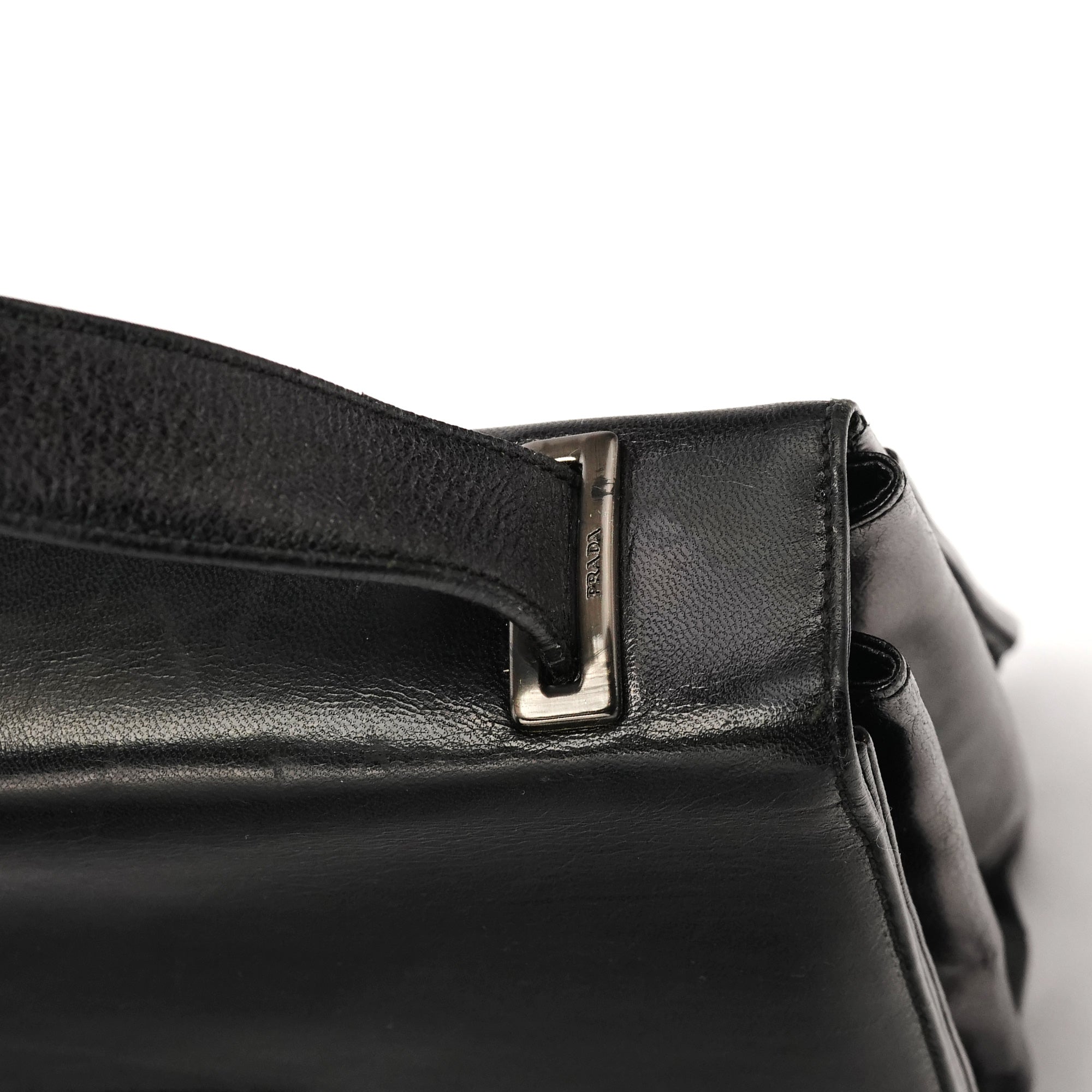 B7417 Black Leather Flap Shoulder Bag