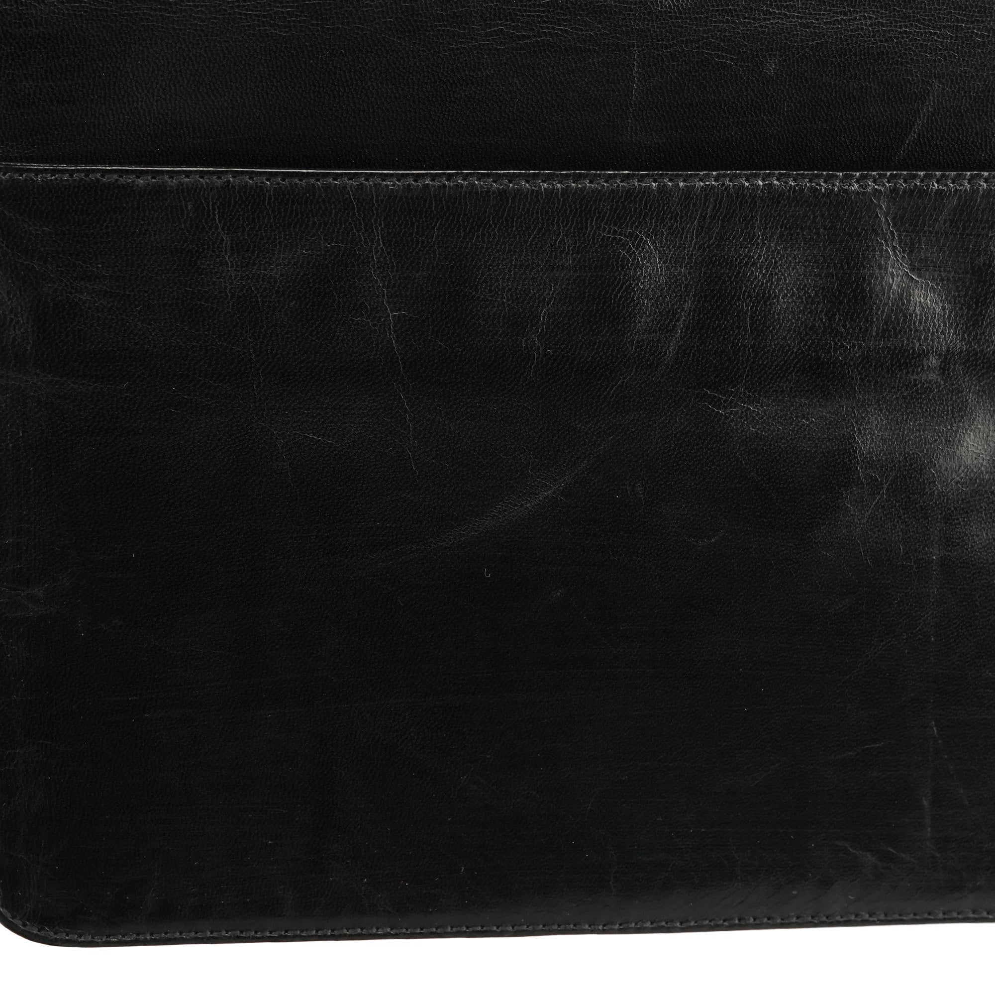 B7417 Black Leather Flap Shoulder Bag