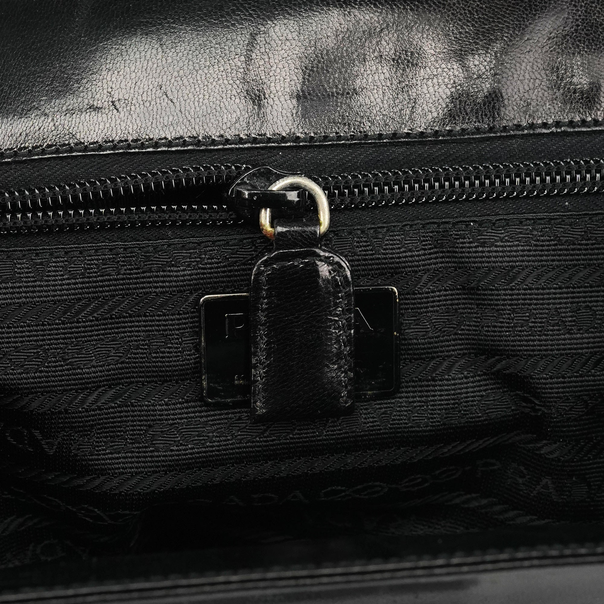 B7417 Black Leather Flap Shoulder Bag