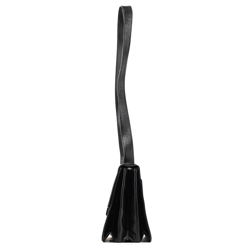 B7417 Black Leather Flap Shoulder Bag