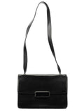 B7417 Black Leather Flap Shoulder Bag