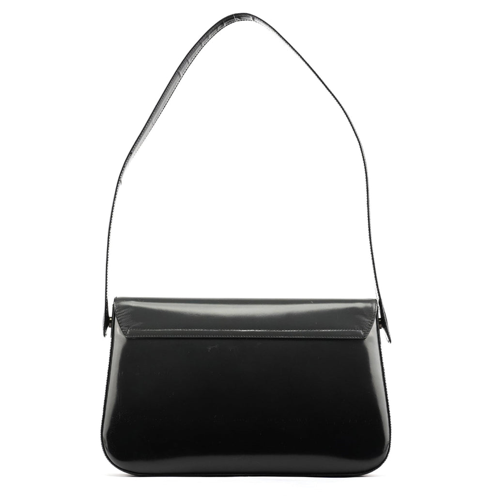 B7443 Black Spazzolato Swivel Shoulder Bag