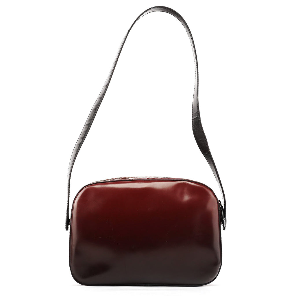 B7447 Burgundy Spazzolato Leather Shoulder Bag