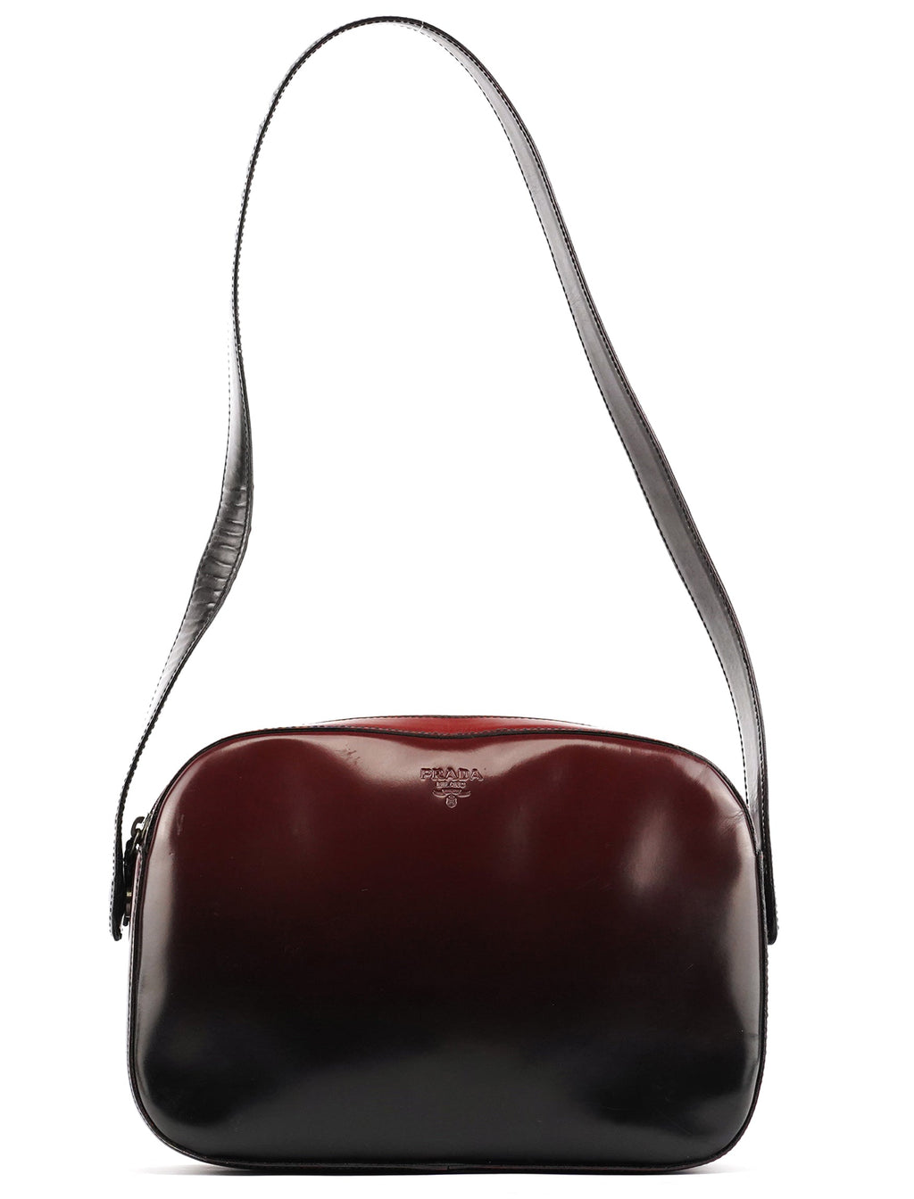 B7447 Burgundy Spazzolato Leather Shoulder Bag