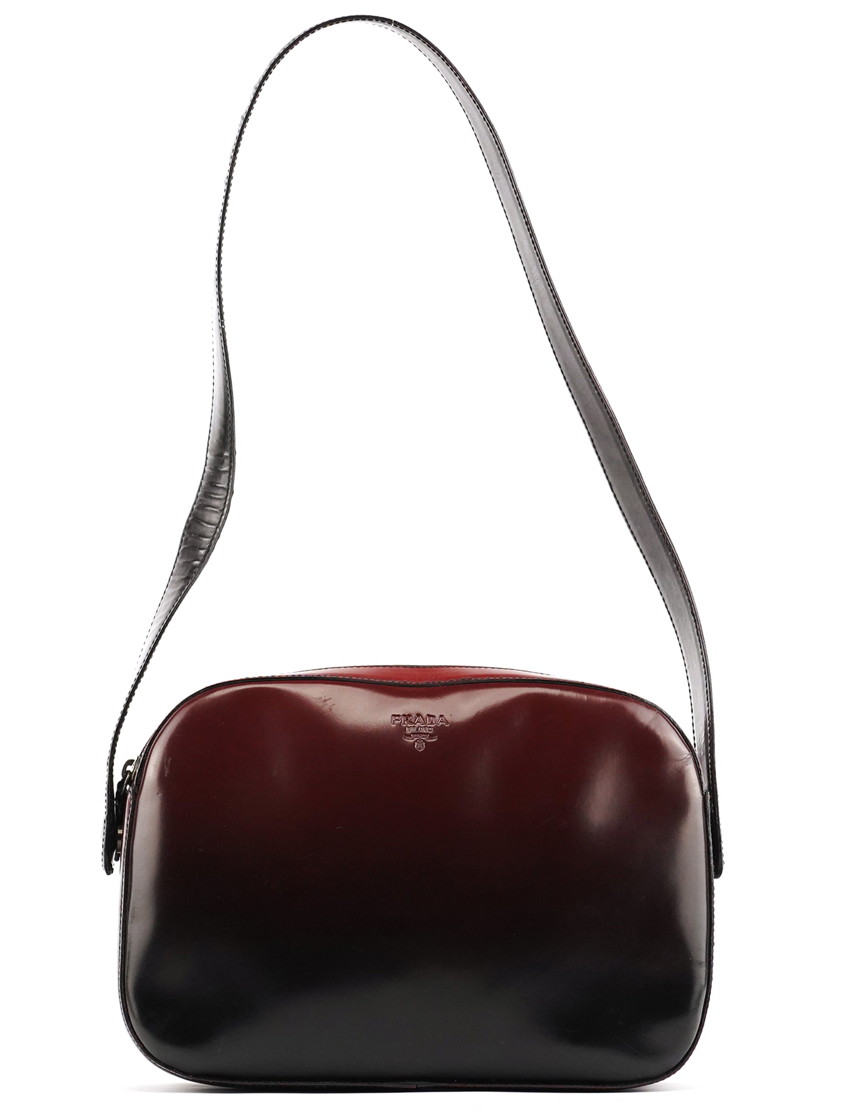 B7447 Burgundy Spazzolato Leather Shoulder Bag