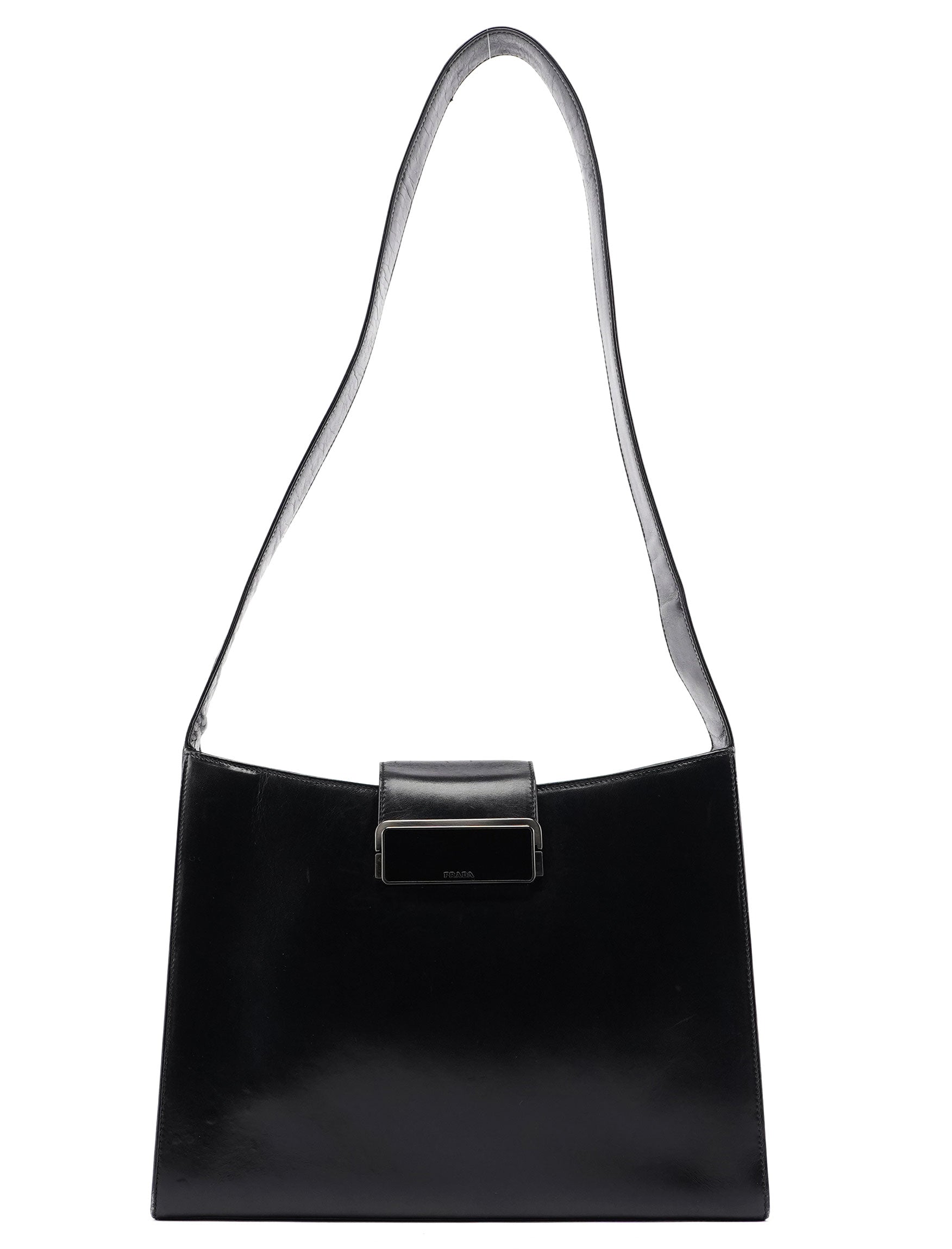 B7492 Black Calfskin Vitello Smalt Shoulder Bag