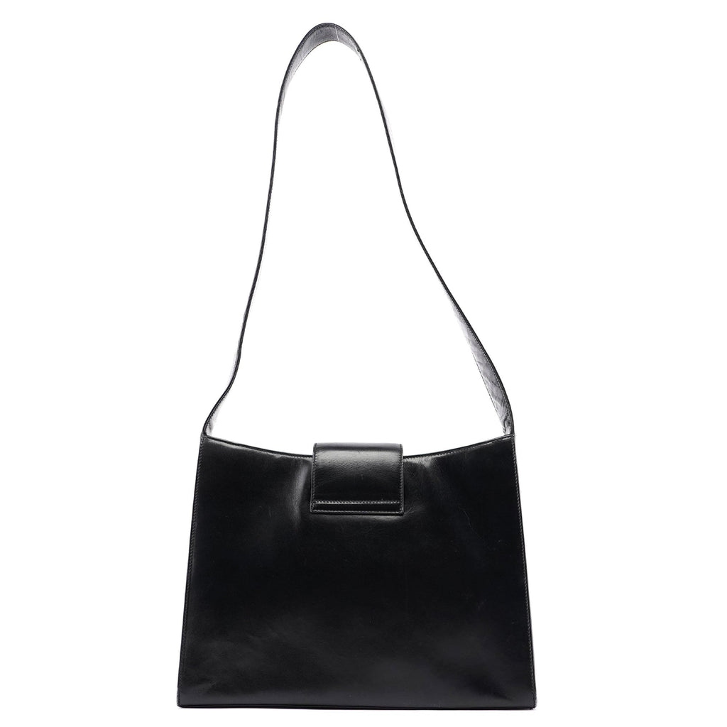 B7492 Black Calfskin Vitello Smalt Shoulder Bag
