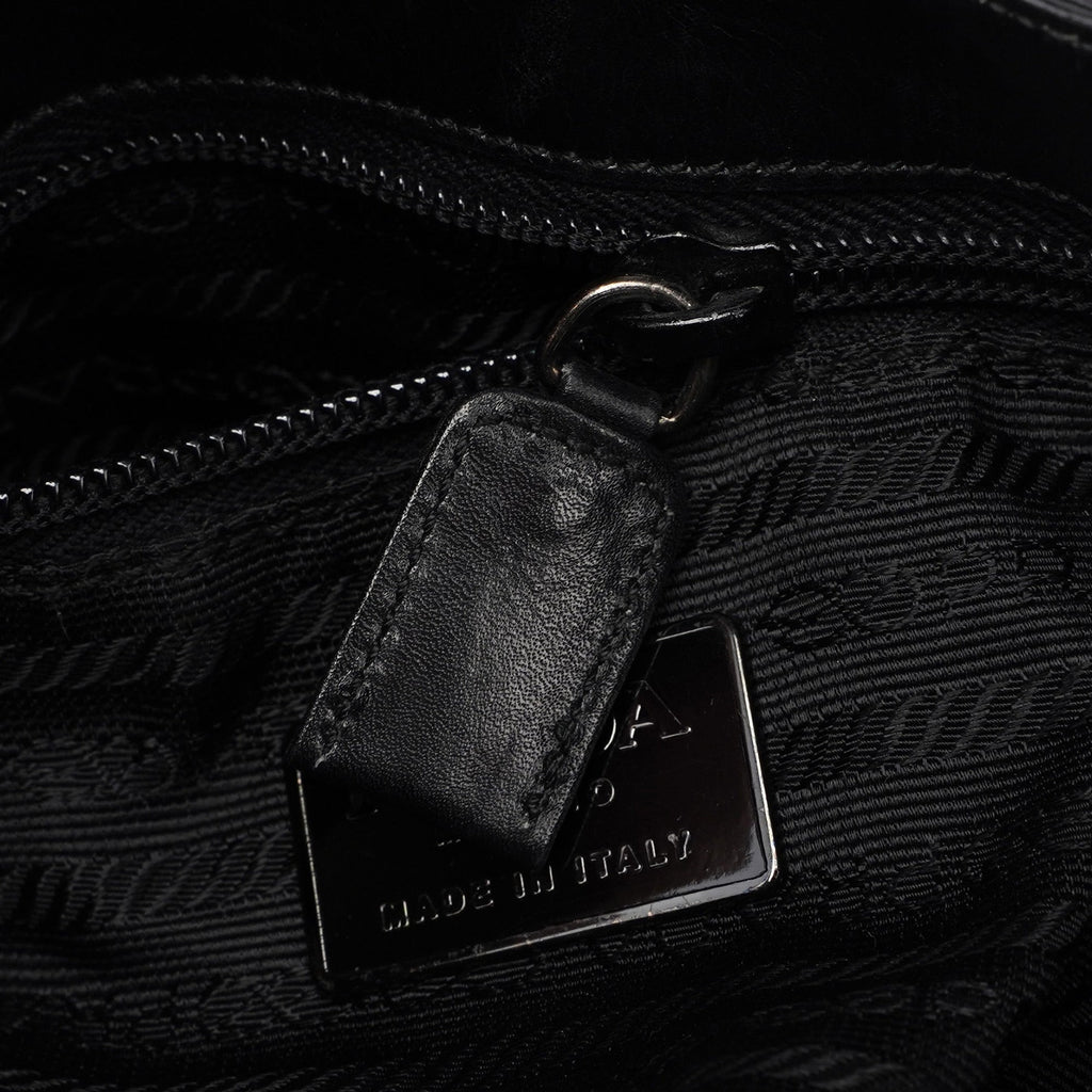 B7492 Black Calfskin Vitello Smalt Shoulder Bag