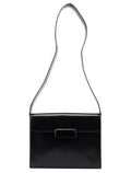 B7495 Black Calfskin Buckle Shoulder Bag
