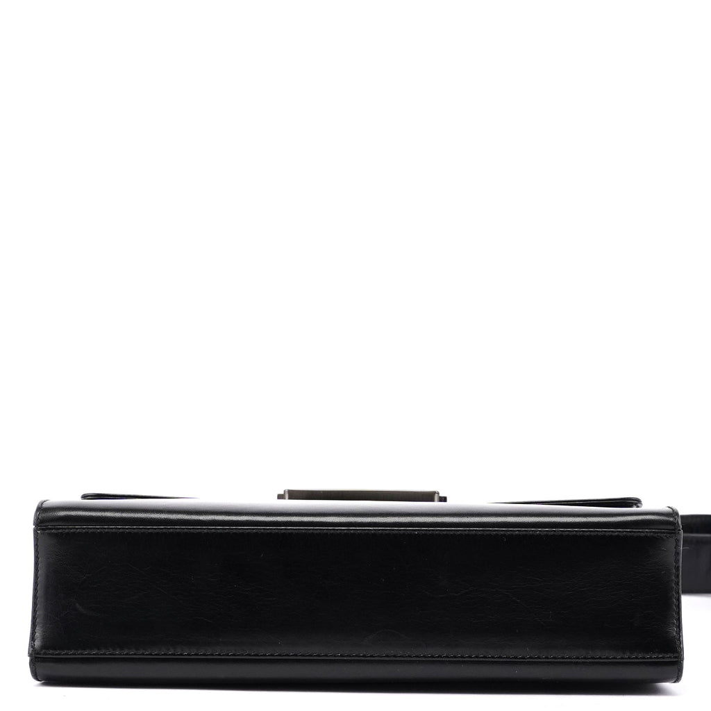 B7495 Black Calfskin Buckle Shoulder Bag