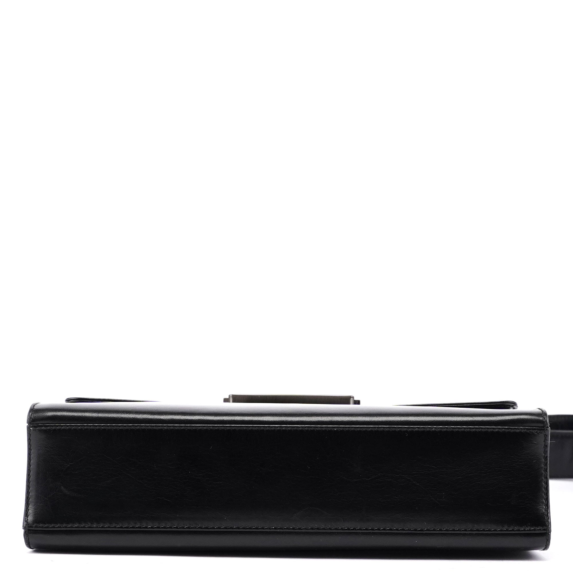 B7495 Black Calfskin Buckle Shoulder Bag