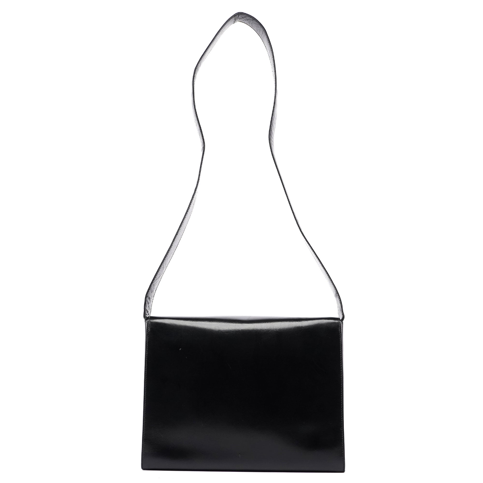 B7495 Black Calfskin Buckle Shoulder Bag