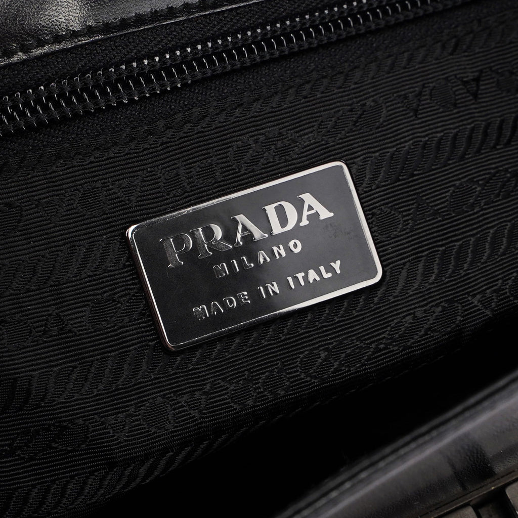 B7495 Black Calfskin Buckle Shoulder Bag
