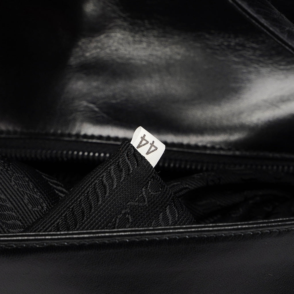 B7495 Black Calfskin Buckle Shoulder Bag