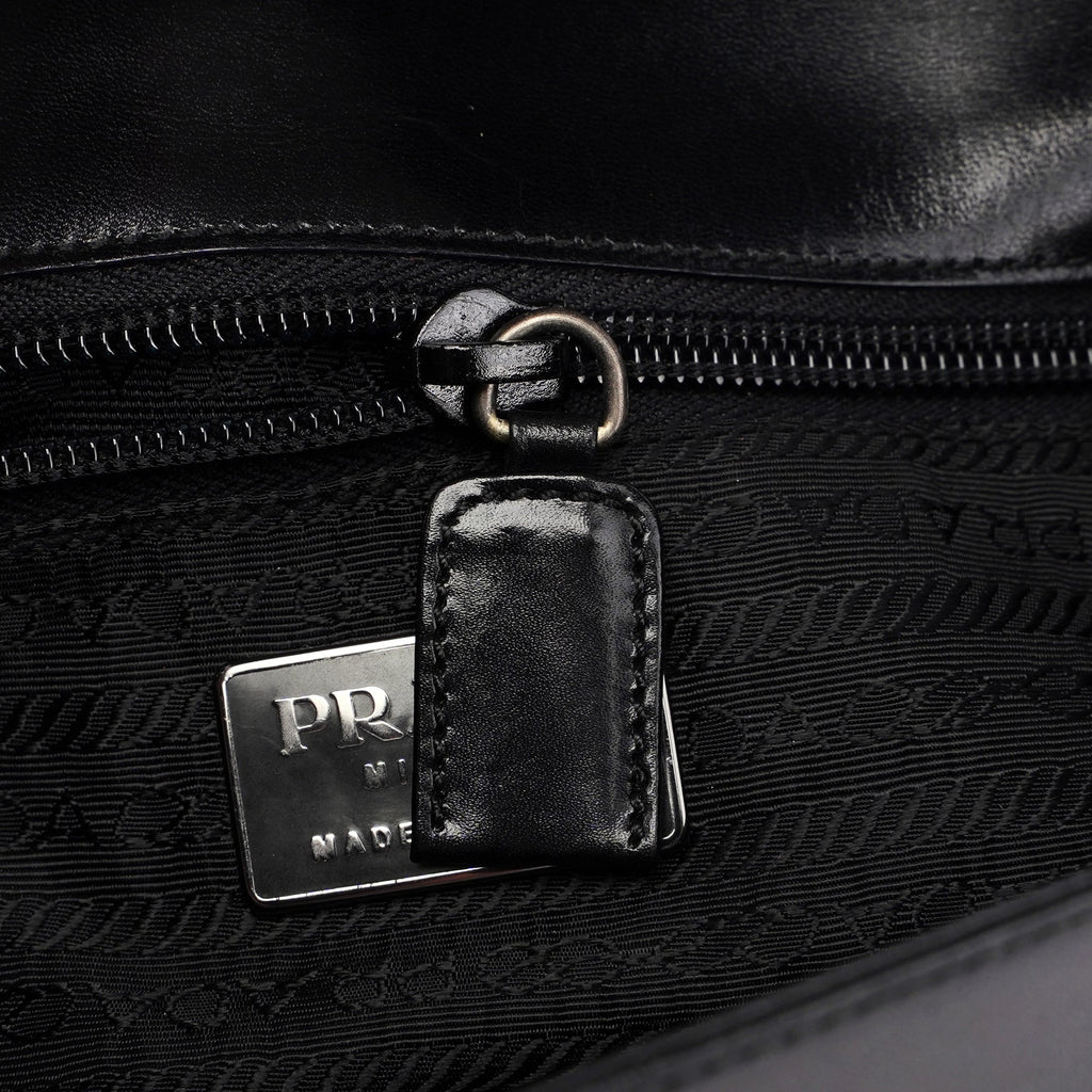 B7495 Black Calfskin Buckle Shoulder Bag