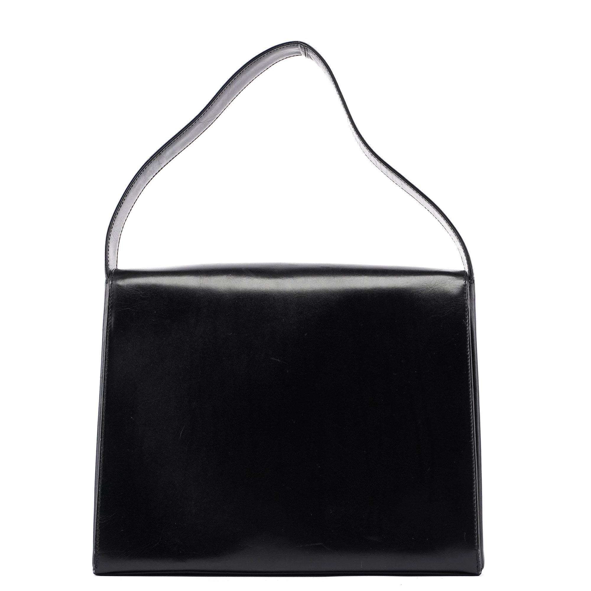 B7495 Black Calfskin Buckle Shoulder Bag