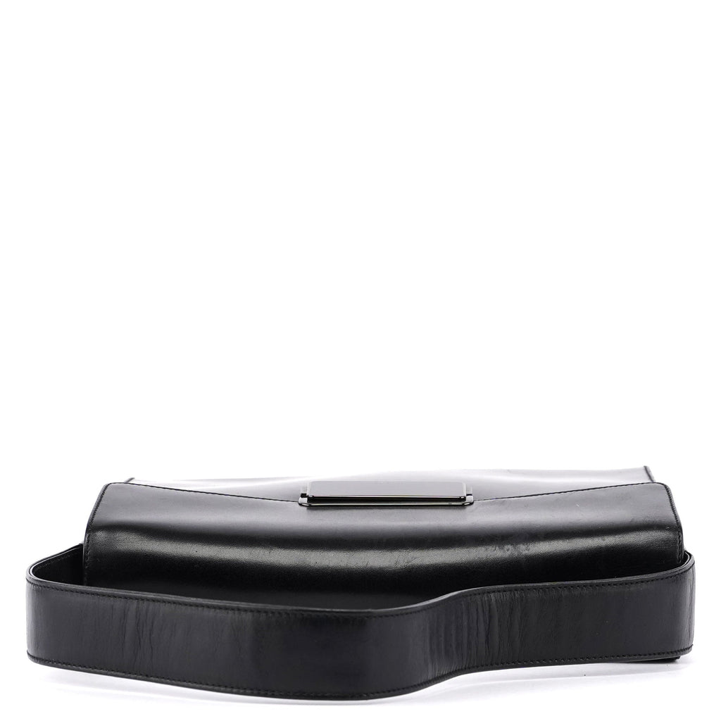 B7495 Black Calfskin Buckle Shoulder Bag