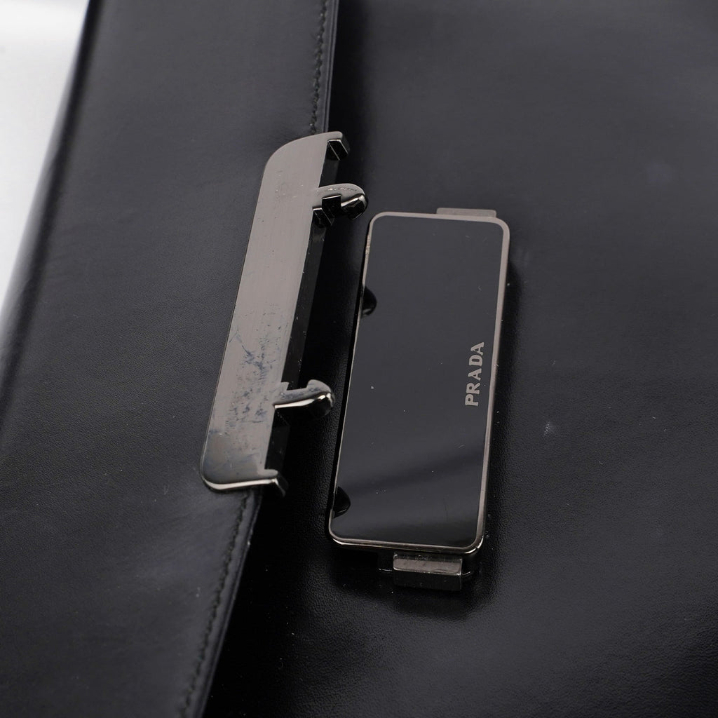 B7495 Black Calfskin Buckle Shoulder Bag