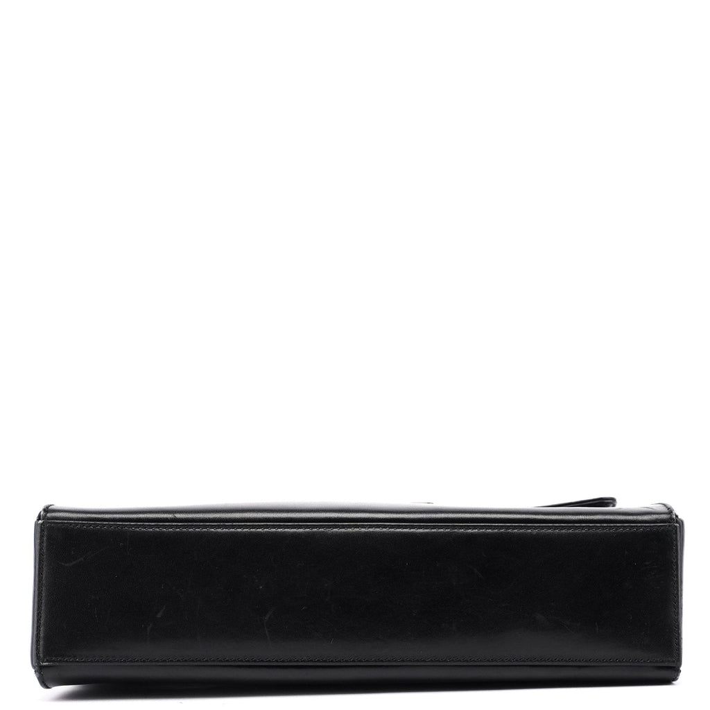 B7495 Black Calfskin Buckle Shoulder Bag