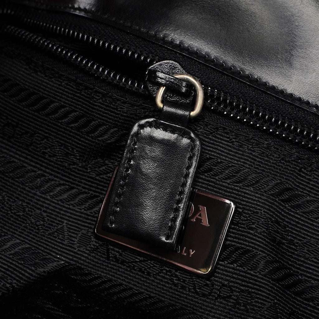 B7495 Black Calfskin Buckle Shoulder Bag