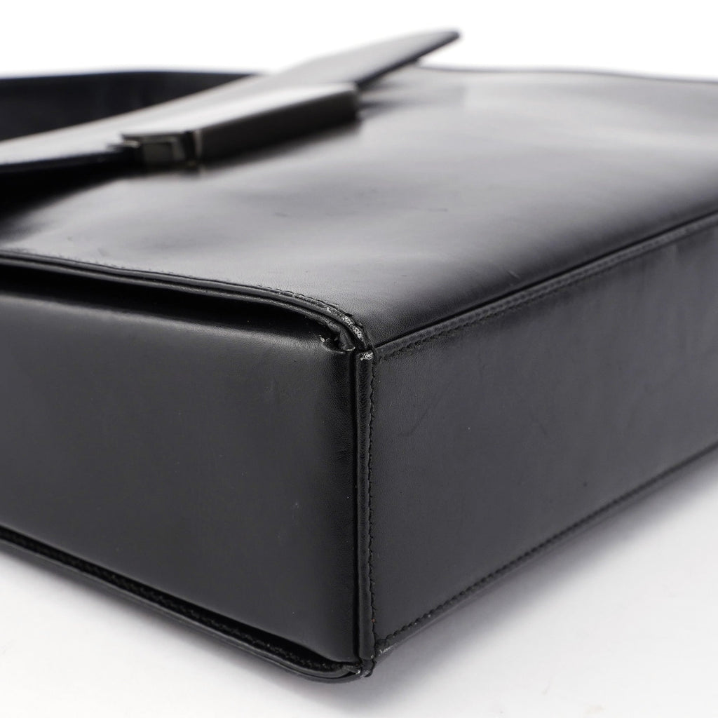 B7495 Black Calfskin Buckle Shoulder Bag