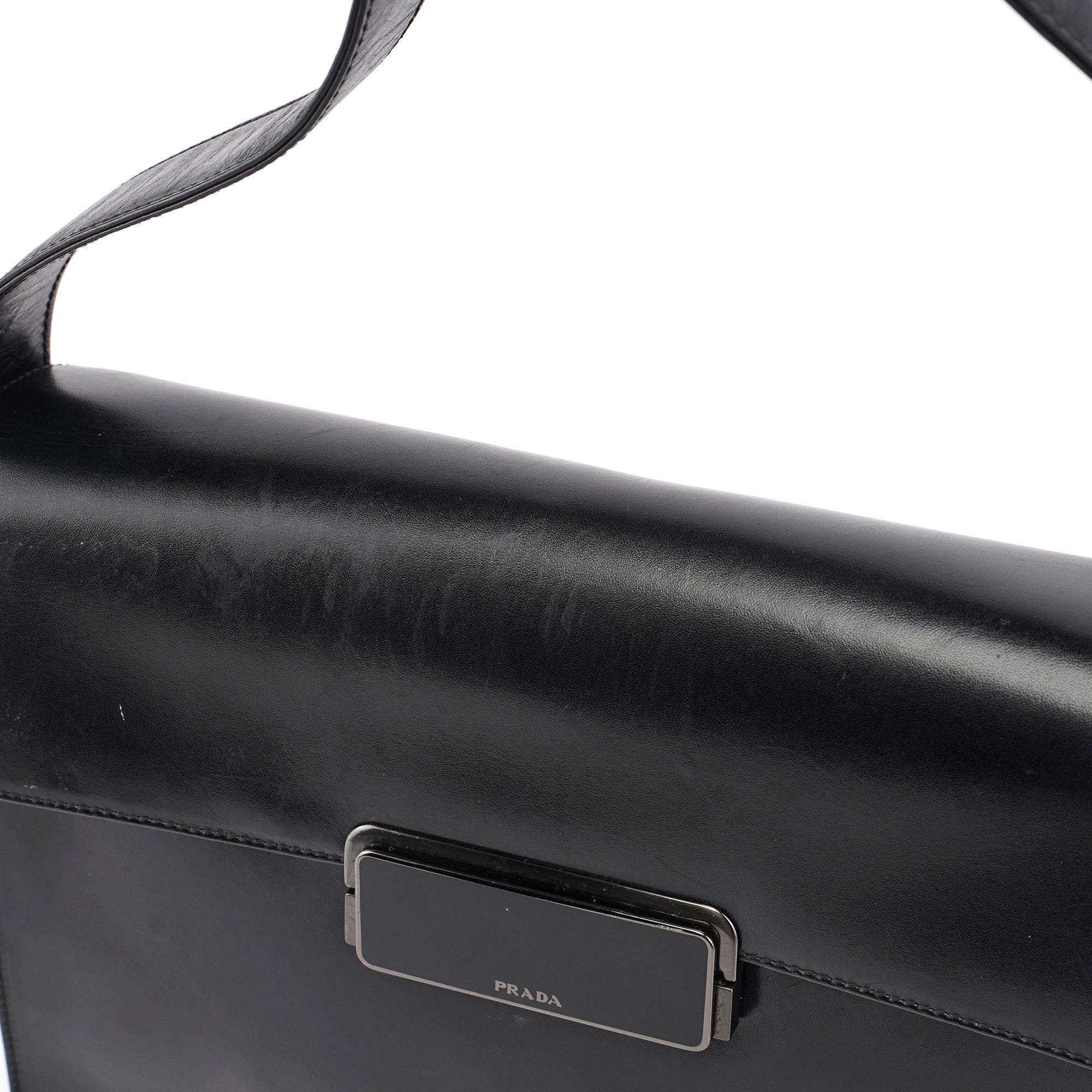 B7495 Black Calfskin Buckle Shoulder Bag