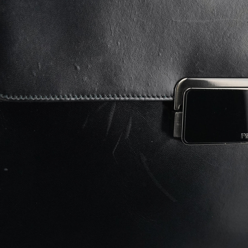 B7495 Black Leather Flap Shoulder Bag