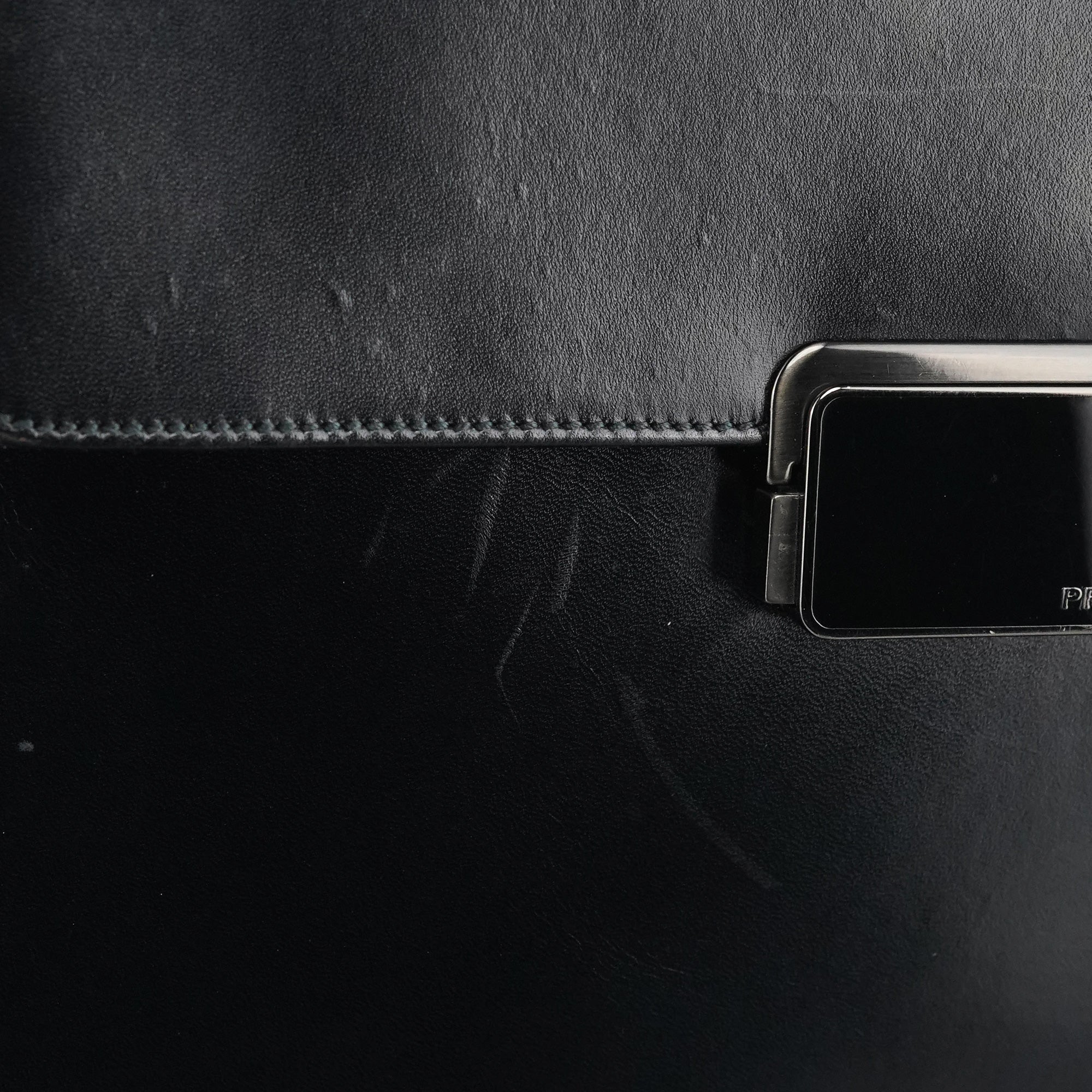 B7495 Black Leather Flap Shoulder Bag