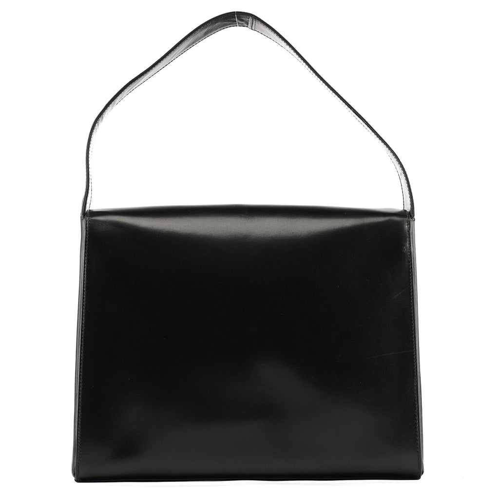 B7495 Black Leather Flap Shoulder Bag