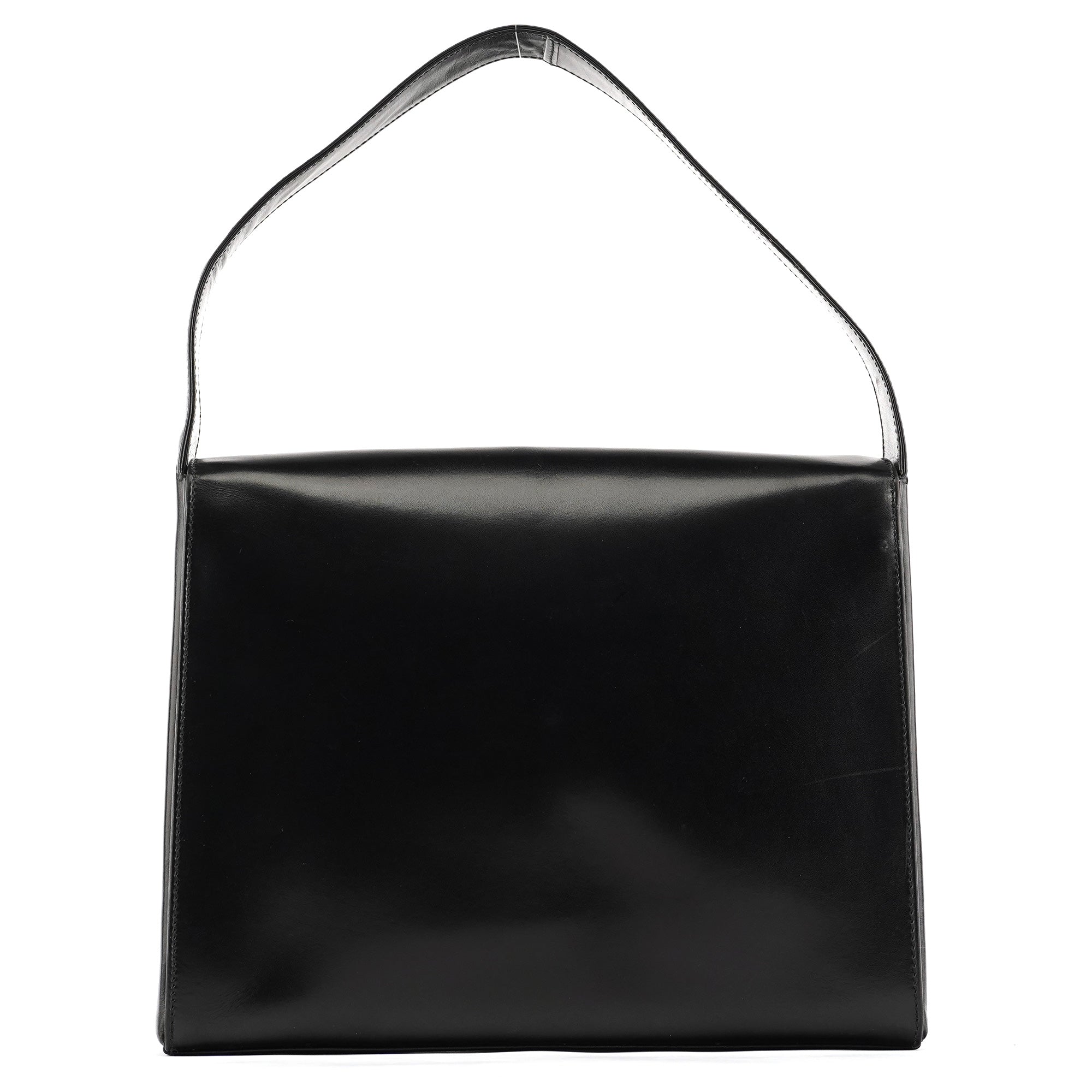 B7495 Black Leather Flap Shoulder Bag