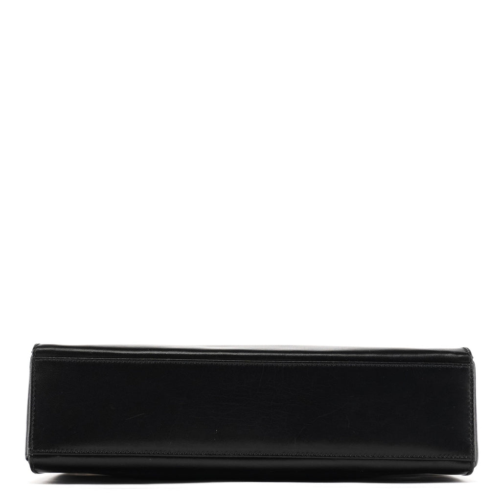 B7495 Black Leather Flap Shoulder Bag