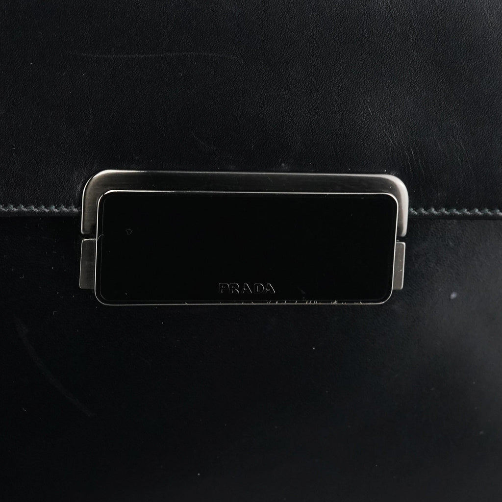 B7495 Black Leather Flap Shoulder Bag