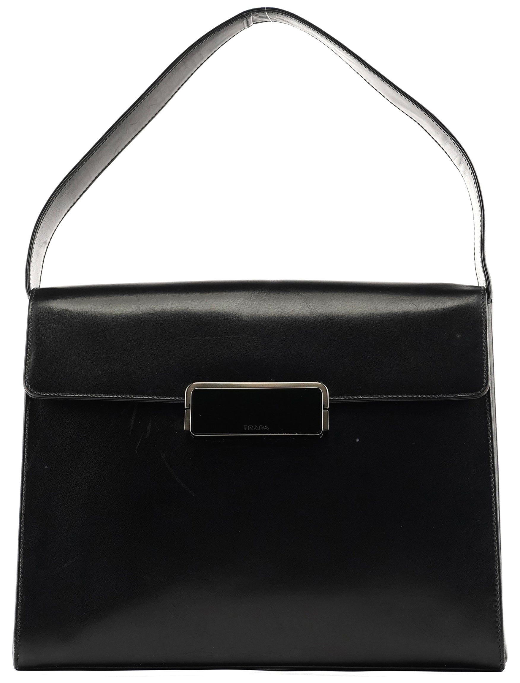 B7495 Black Leather Flap Shoulder Bag