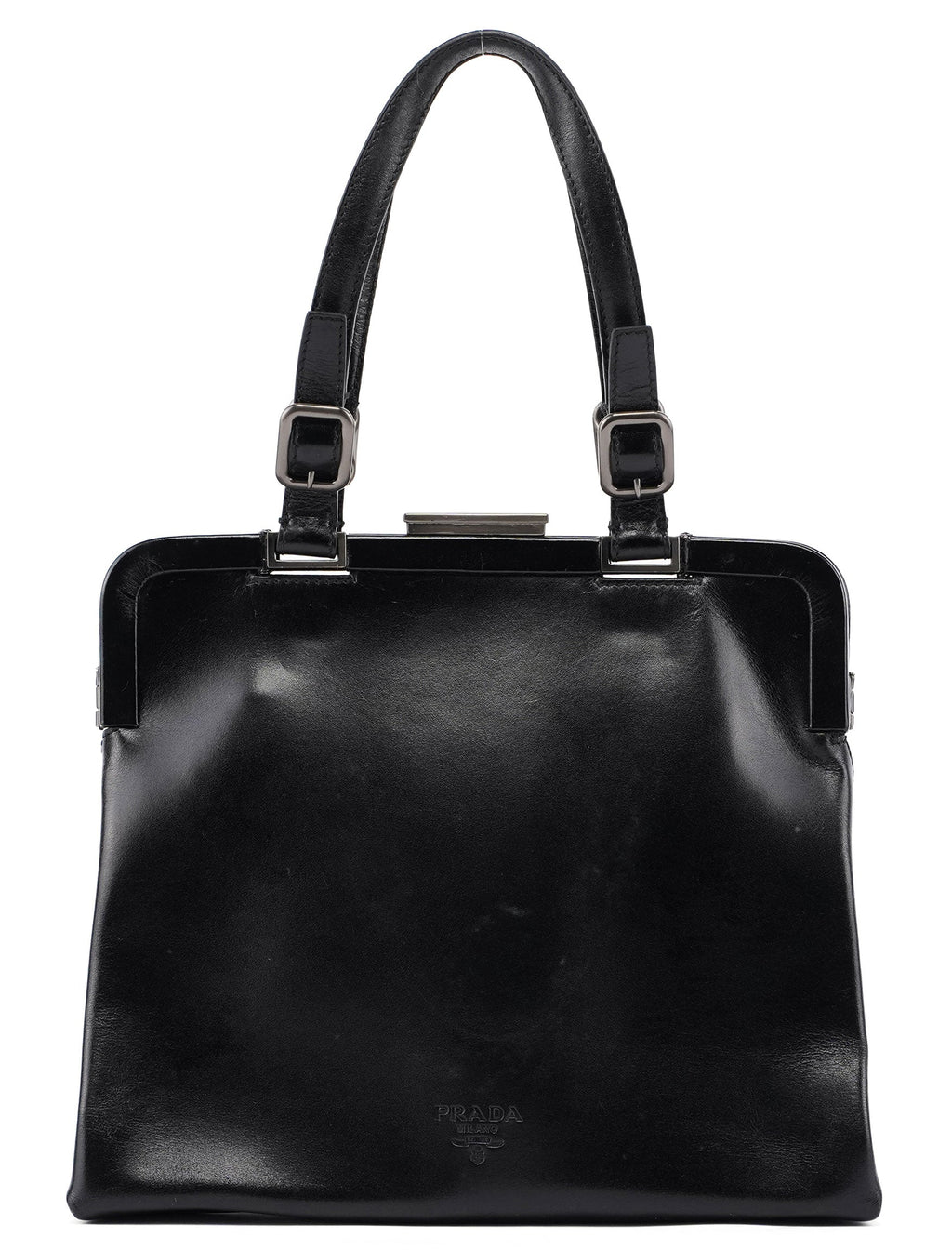 B7710 Black Calfskin Clutch Tote Bag