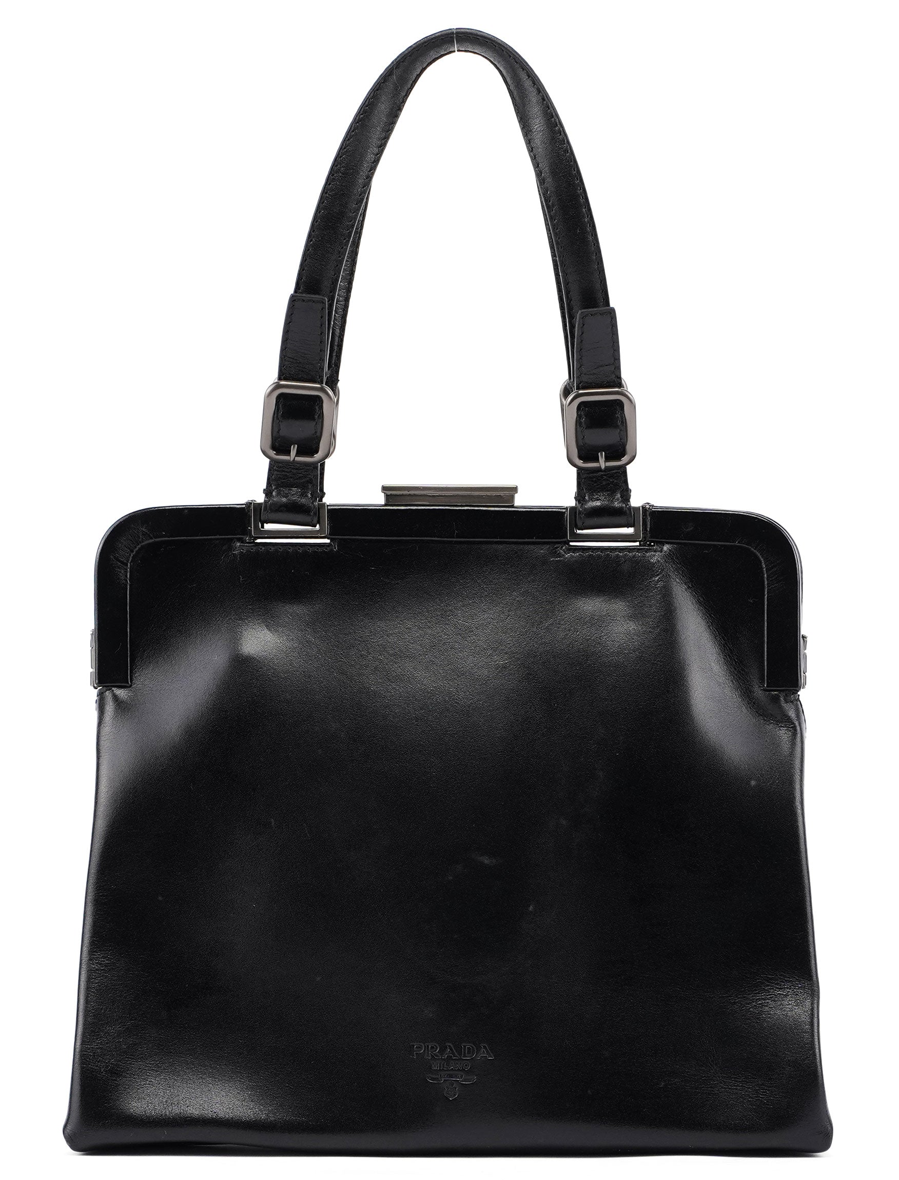 B7710 Black Calfskin Clutch Tote Bag