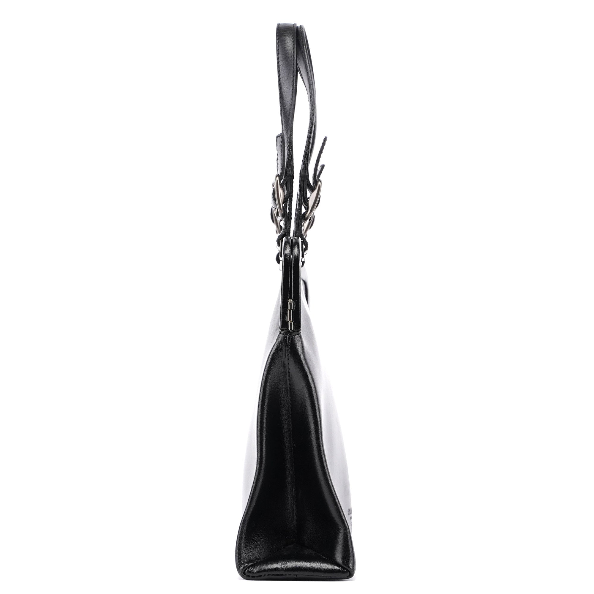 B7710 Black Calfskin Clutch Tote Bag