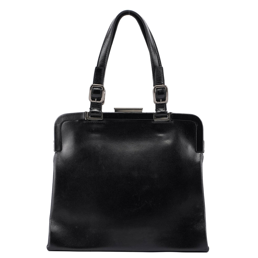 B7710 Black Calfskin Clutch Tote Bag