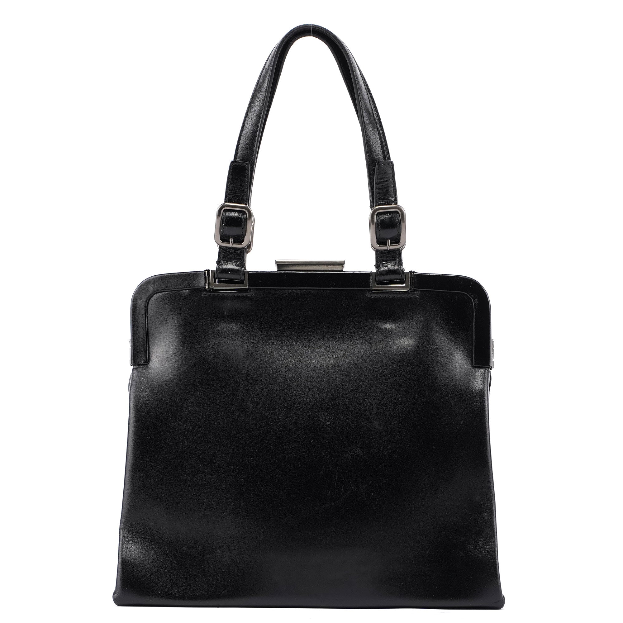 B7710 Black Calfskin Clutch Tote Bag
