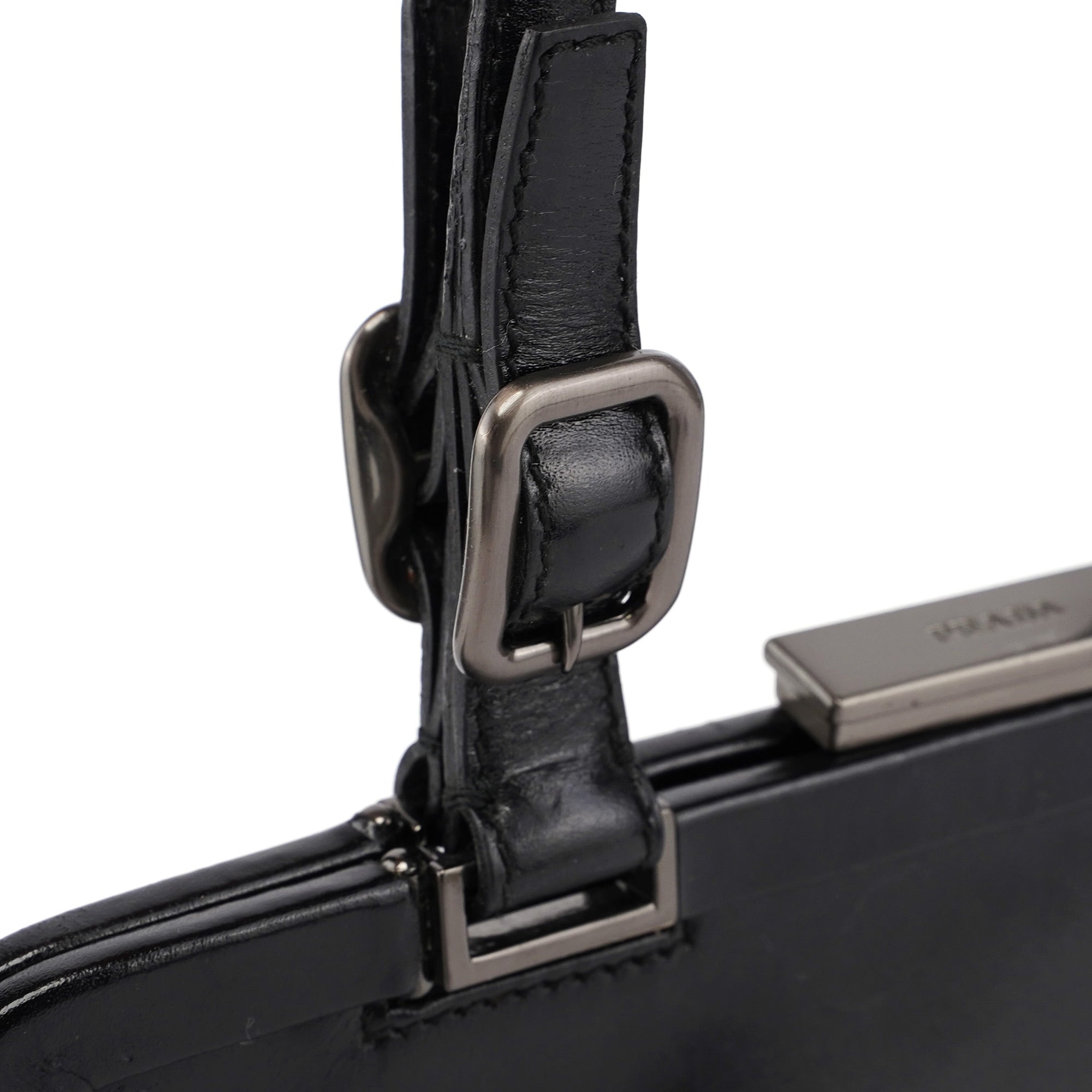 B7710 Black Calfskin Clutch Tote Bag