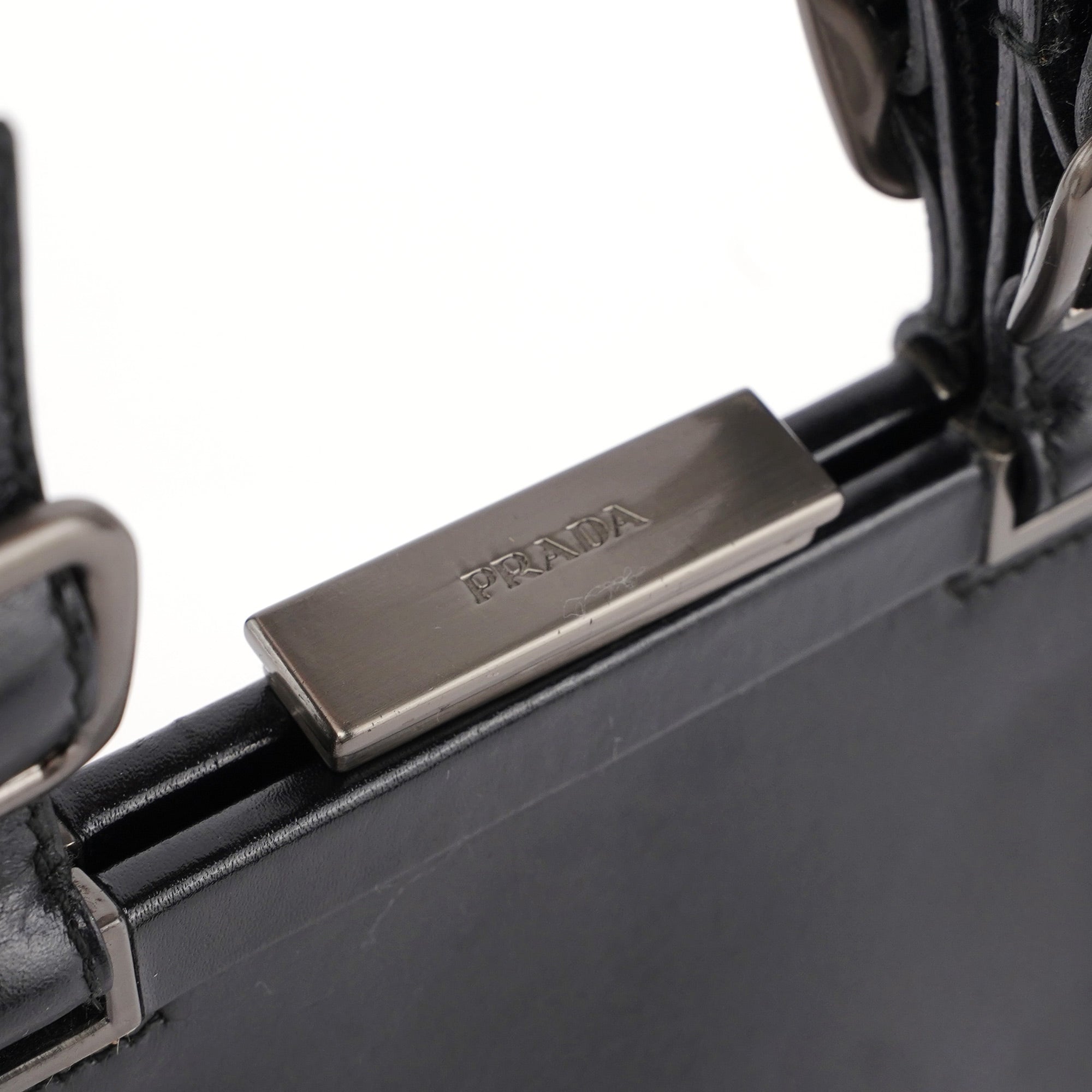 B7710 Black Calfskin Clutch Tote Bag