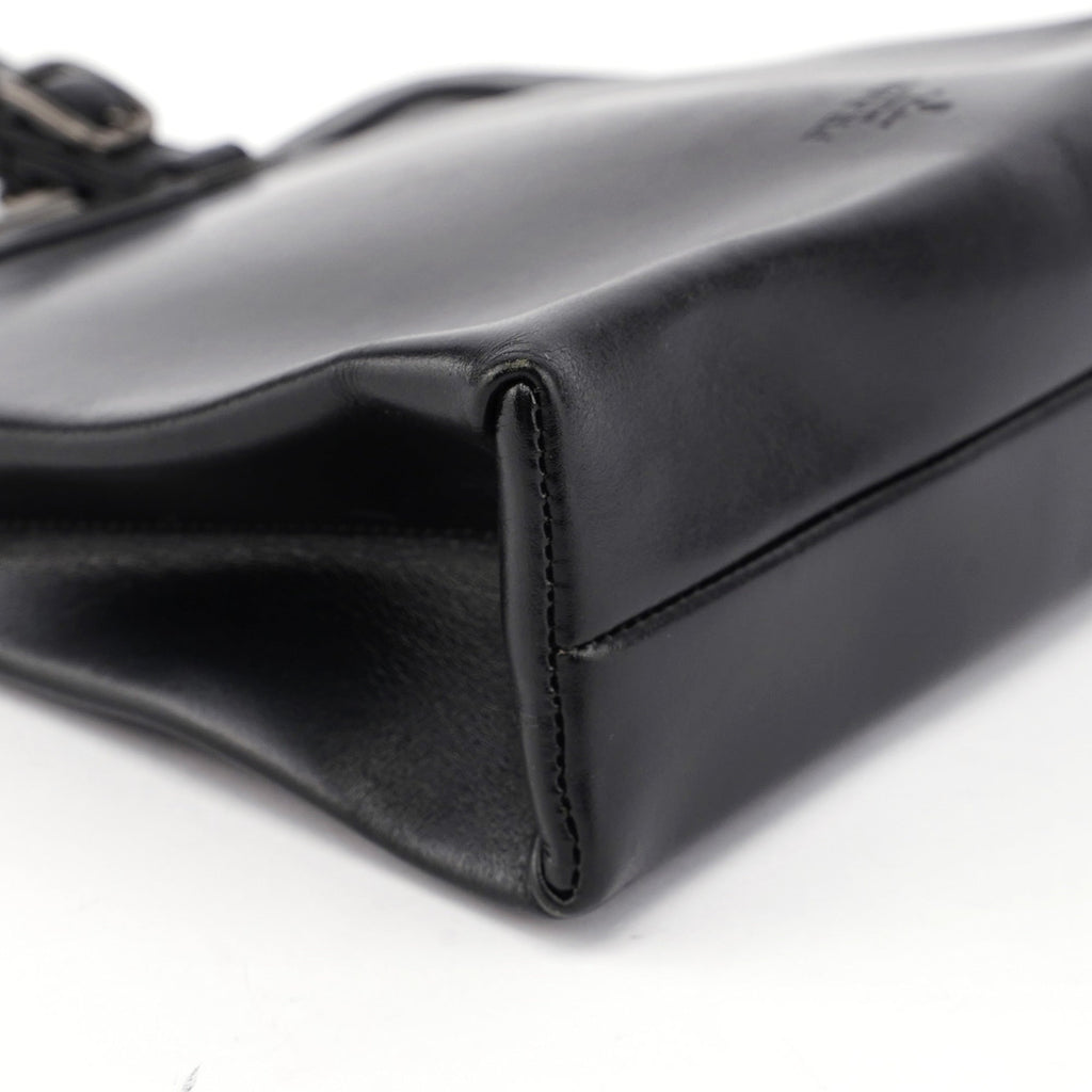 B7710 Black Calfskin Clutch Tote Bag