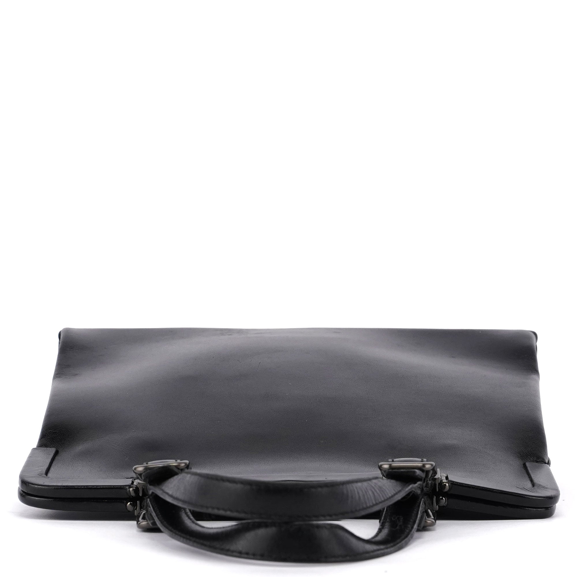 B7710 Black Calfskin Clutch Tote Bag