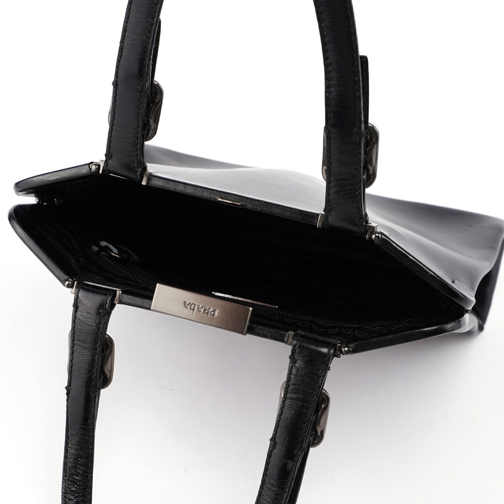 B7710 Black Calfskin Clutch Tote Bag
